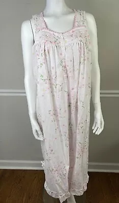 Vintage Adonna Large Floral Cotton Nightgown Prairie Cottagecore Pink Ruffle • $34.95