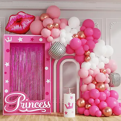 Barbie Party Decoration Pink Balloon Garland Arch Kit Hot Pink Magenta Rose Gold • $13.78