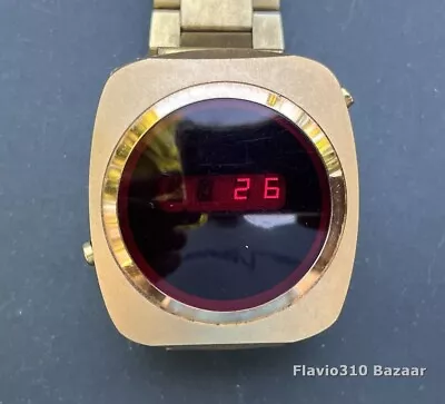 Very Rare 1970s Vintage Swiss MWC LED Golden 36mm Watch - New Battery - Working • $199