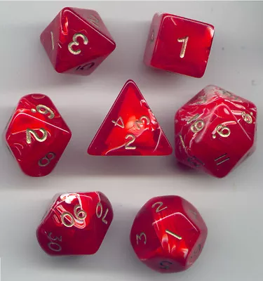 NEW RPG Dice Set Of 7 - Marble Red D4 D6 D8 D10 D12 D20 D00-90 • $8.79