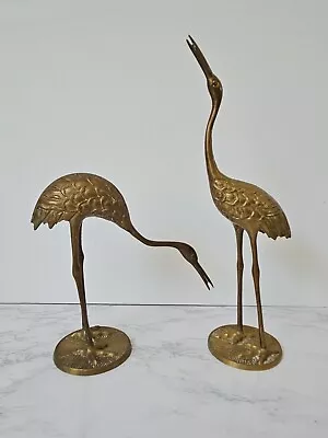 VTG Mid Century Modern Brass Heron Egret Crane Bird Decorative Sculptures #860 • $55