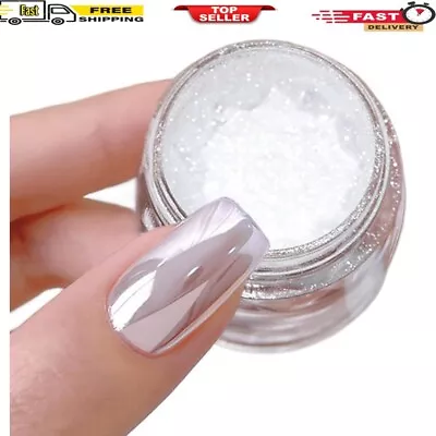 White Pearl Chrome Nail Powder Magic Silver Mirror Effect Ice Pearlescent Nail • $11.89
