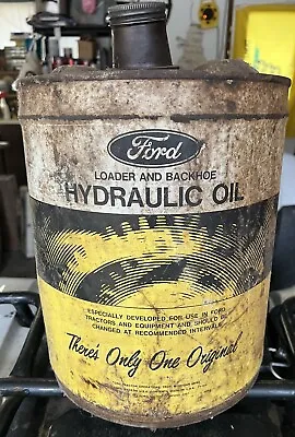 Vintage Ford Loader And Backhoe Hydraulic Oil 5 Gallon Oil Can • $34.99