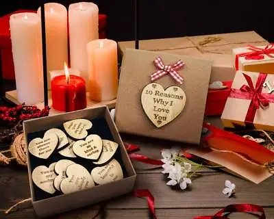 £9.95 • Buy 10 Reasons Why I Love You Valentines Gifts Traditional Romantic Natural Wooden 