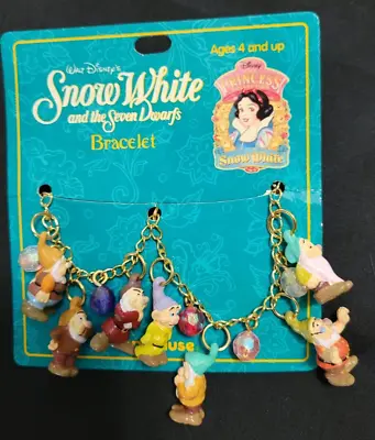 RARE 1980s Disney Applause Vintage Snow White Dwarfs Resin Charm Bracelet *MIP* • $49.99