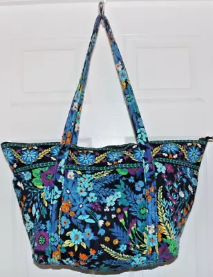 Vera Bradley Large Weekender Travel Bag Duffle Blue Flowers  • $35