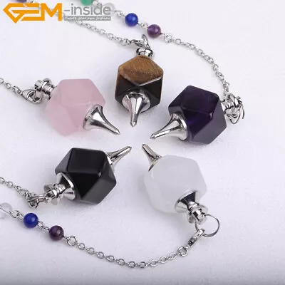 £4.76 • Buy Lantern Natural Rose Quartz Amethyst 7 Chakra Merkaba Pendulum Reiki Pendant