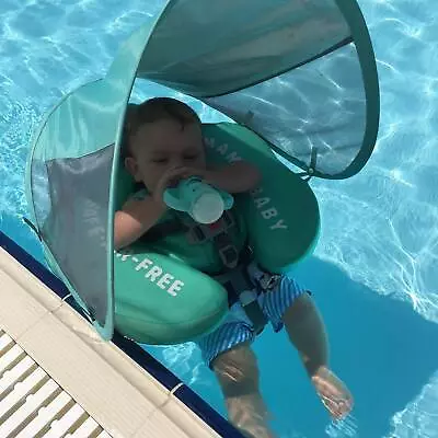 Mambobaby Green Non-inflatable Baby Swimming Float Ring Pool With Canopy Boat • £68.39