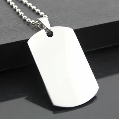 Military Dog Tag Steel Pendant Ball  Bead Necklace  Army Mens PRO • £2.10
