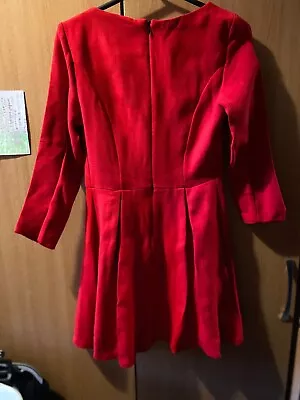 Red Dress Zara M Pleated Skater Dress Sleeves Need Stitching • £5.08