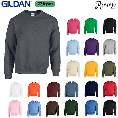 Gildan Mens Plain Heavy Blend Sweatshirts | Casual Crew Neck Pullover Jumper • $22.73