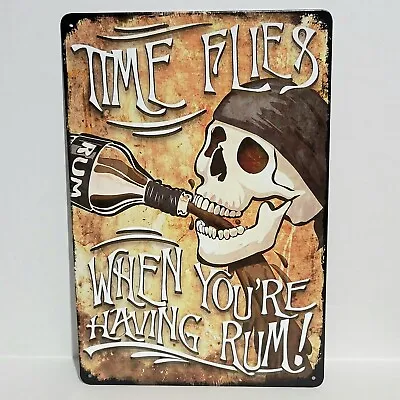 Pirate Rum Alcohol Skull Rustic Vintage Metal Tin Signs Man Cave Garage • $12.99