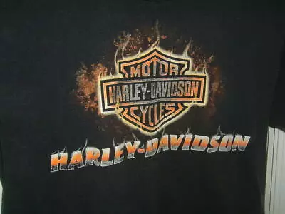 VTG 1997 Harley Davidson Of Ocala Florida Flaming Shield Black T-Shirt Size L • $12