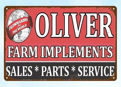 Corporate OLIVER FARM IMPLEMENTS TRACTOR Sales Parts Service Metal Tin Sign • $18.89