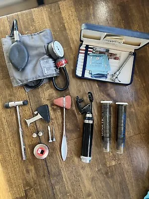 Vintage Upjohn/ Homa Leather Doctor Bag With Assorted Medical Devices (photos) • $60