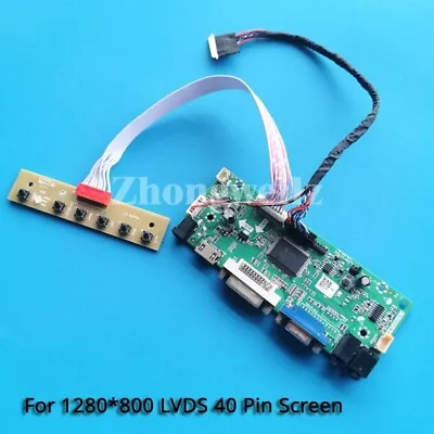 For LTN121AT11-801 Screen VGA DVI HDMI 40 Pin LVDS 1280x800 LCD Driver Board Kit • $25.40