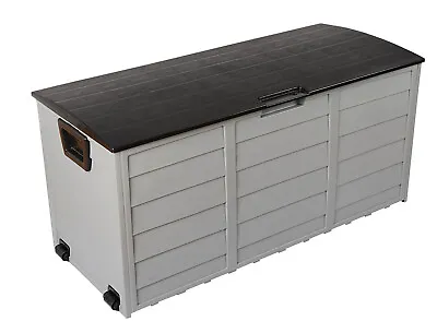 Large Plastic Garden Storage Box Outdoor Waterproof Deck Container Chest Shed • £59.95