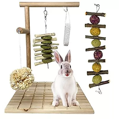 Bunny Chew Toys For Teeth Grinding Rabbit Wooden Scratch Board Feet Pad Platf... • $35.87