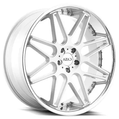 22  Staggered Azad Wheels AZ77 Brushed Face With Chrome SS Lip Rims • $2120