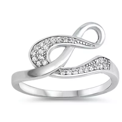 Clear CZ Infinity Music Note Treble Clef Ring Sterling Silver Band Sizes 5-10 • $16.79