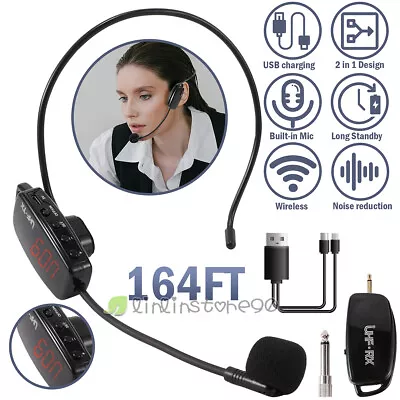 UHF Microfonos Inalambricos Professional Recargables Sistema Mic Con Digital LCD • $24.99