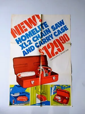 Vintage 1970s Homelite XL2  Chainsaw Dealership Advertising Poster 2ftx3ft • $29.39