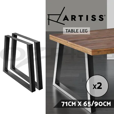 Artiss 2x Coffee Dining Table Legs Industrial Vintage Bench Metal Trapezoid 71CM • $97.95