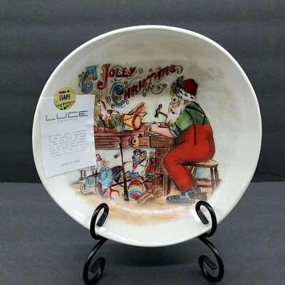 $65.73 • Buy NWT~LUCE Ceramic~Santa's Workshop~Set Of 2~9  Pasta / Salad Bowls~Made In ITALY