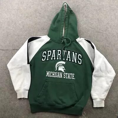 Michigan State Spartans Hoodie Mens Small Green White Embroidered Spell Out * • $24.95