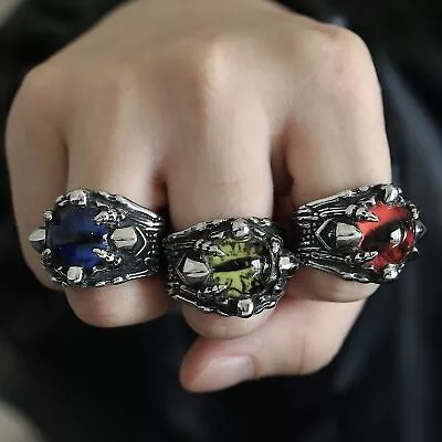 Europunk Dark Wizard Ghost Eye Stainless Steel Silver Men Women Rings Size 7-13 • $14.24