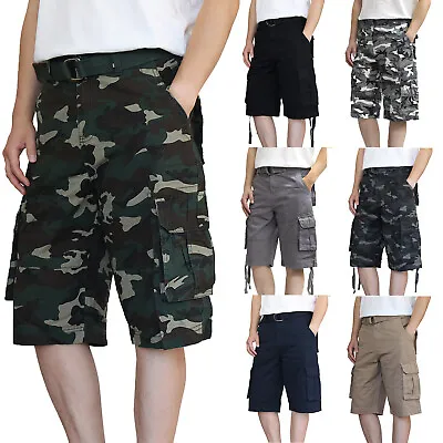 Men's Twill Camo Cargo Shorts With Belted Size 28 To 50 • $18.95