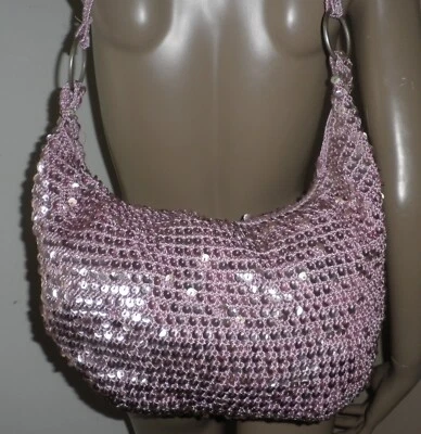 £3.50 • Buy PINK SEQUIN Crotchet Zip Shoulder Bag