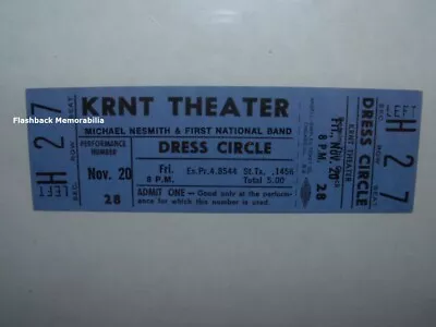 MICHAEL NESMITH Unused 1970 Concert Ticket DES MOINES Rare MONKEES KRNT Theater • $25