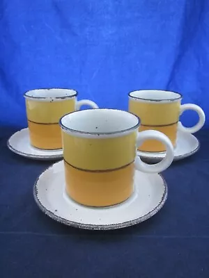 WEDGWOOD MIDWINTER Stonehenge Sun 3.5  Mug Tall Cup + Saucer Set Of 3 EXCELLENT • £173.51