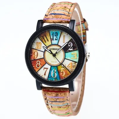 Harajuku Graffiti Pattern Leather Band Analog Quartz Vogue Wrist Watches Casual • $1.99