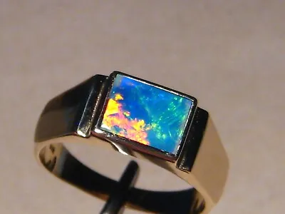 Men' S  Opal Ring  Solid 14 K Gold    Size 10 3/4    Brilliant Gem  Opal • $1050