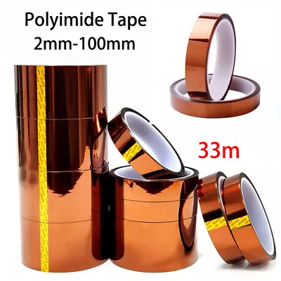 Polyimide Tape High Temperature KAPTON TAPE Insulation 5 - 100mm Wide 33m Long • £2.10