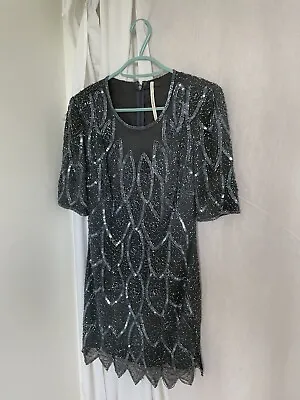 £16.99 • Buy Topshop Boutique Grey Embellished Dress Size 8