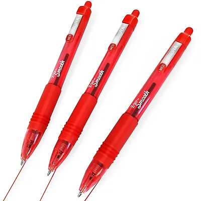 Zebra Z-Grip Smooth Retractable Ballpoint Pen - 1.0mm - Red Ink - Pack Of 3 • £3.69