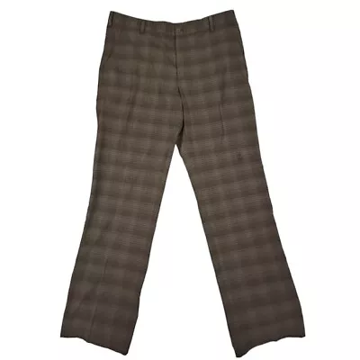 NIKE Golf Pants Mens 38x34 Brown Tartan Plaid Lightweight Stretch Casual Chinos • $20