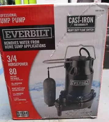 EVERBILT 3/4HP Cast-Iron Professional Sump Pump 1004 120 345 HDS75 • $83.59