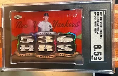 Mickey Mantle 2009 Topps Triple Threads Legends Relics /36 GAME USED SGC 8.5 • $714