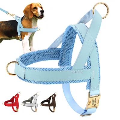 No Pull Front Nylon Personalised Dog Harness Custom Adjustable Pet Name Vests • $26.39