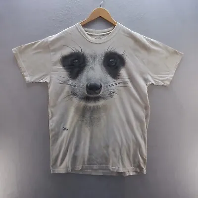 £10.88 • Buy The Mountain T Shirt Large Beige Dyed Graphic Print Meerkat Face Cotton Mens*