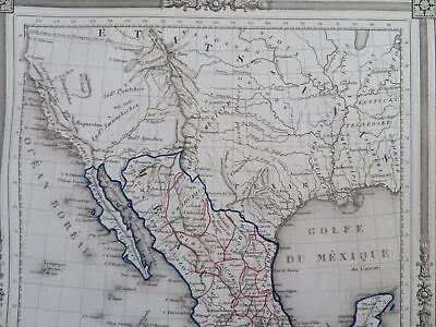 Mexico Central America Texas Calif. Southwest U.S. C. 1852 Scarce Duvotenay Map • $140