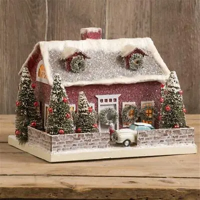 $119.99 • Buy Deep Red Cape Cod Christmas Village House With White Sedan Car