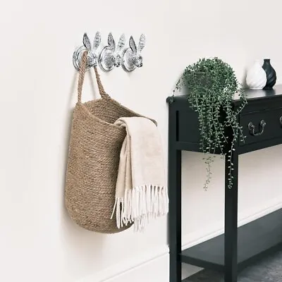 Large Jute Hanging Basket Storage Kitchen Bathroom Wall Mounted Decor • £30.32