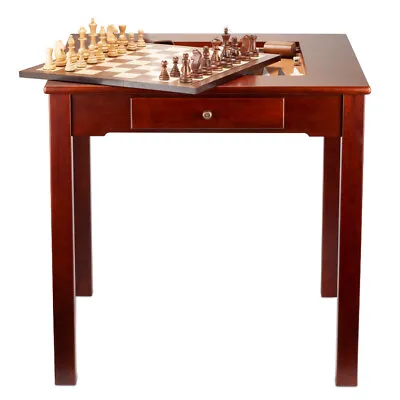 4-in-1 Large Mahogany Chess/Checkers/Backgammon Game Table With Coffee Tabletop • $599.98