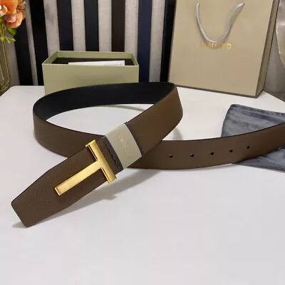 TOM F0RD 38mm Men's Brown Leather T Buckle Reversible Belt 38/95 • $22.83