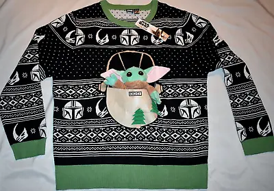 STAR WARS 3D Toy Baby Yoda Grogu Ugly Christmas Sweater Mandalorian Disney NEW • $45